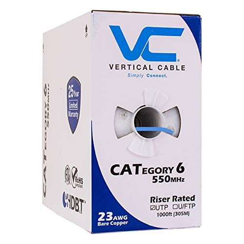 Vertical Cable Cat6, 550 MHz, UTP, 23AWG, Solid Bare Copper,1000ft, Bulk Ethernet Cable - 161 For Sale in Trinidad